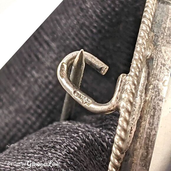 Vintage 835 Silver Handpainted Delft Holland Porcelain Round Rope Trim Brooch - Picture 5 of 9